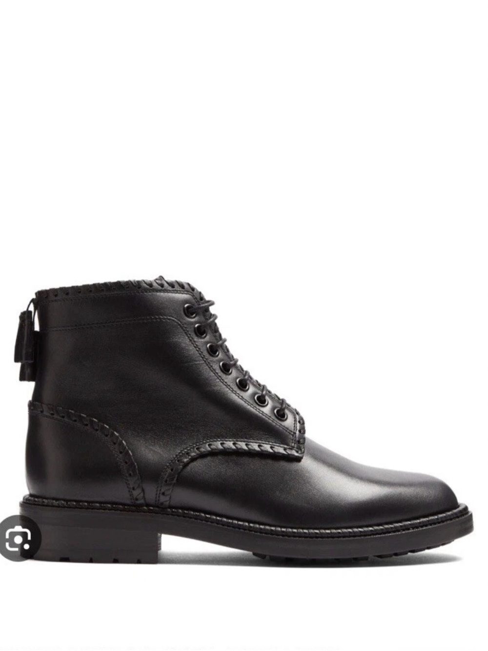 Saint Laurent William 20 whipstitch Brogue-Trim blk leather ankle boot